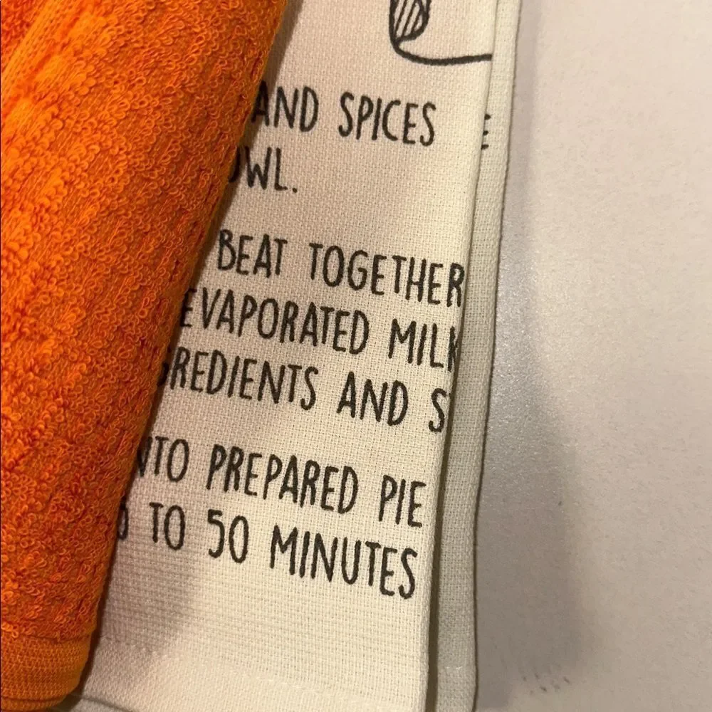 DC Ivory Orange Cotton Blend Fall Gigi’s Pumpkin Pie Recipe Kitchen Towels